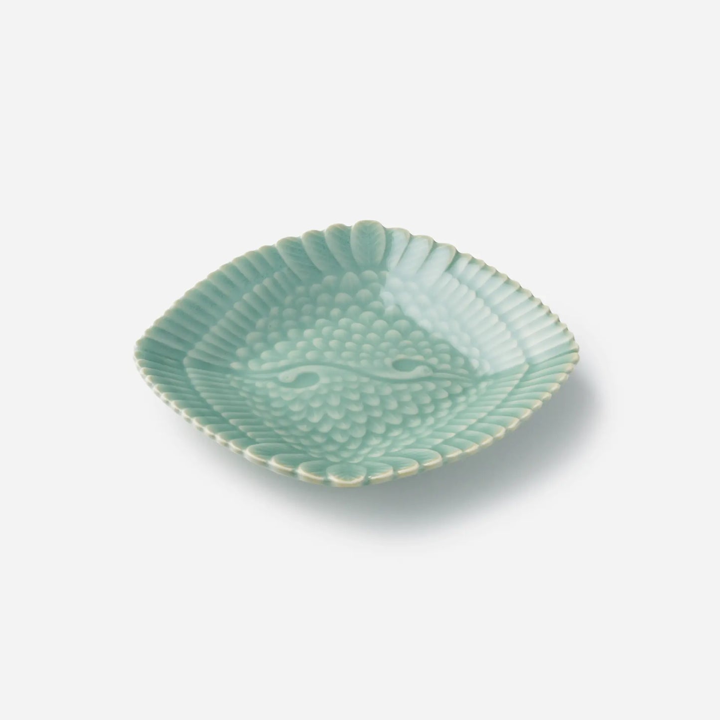 【王地山陶器所】青磁 双鶴菱形皿