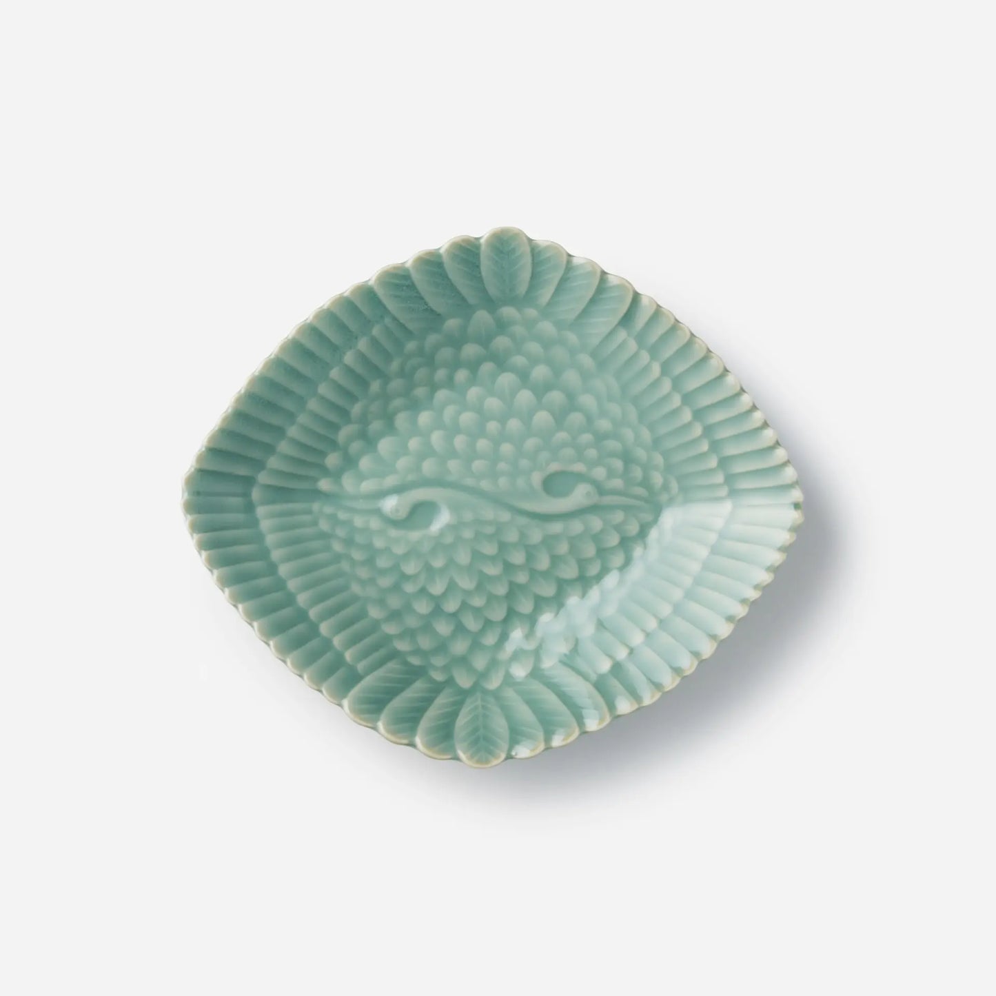 【王地山陶器所】青磁 双鶴菱形皿