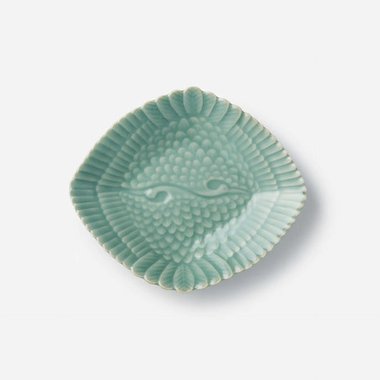 【王地山陶器所】青磁 双鶴菱形皿
