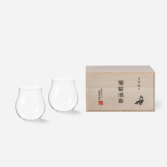 【引き算の造形美】 松徳硝子 うすはり 葡萄酒器 ブルゴーニュ 木箱2P