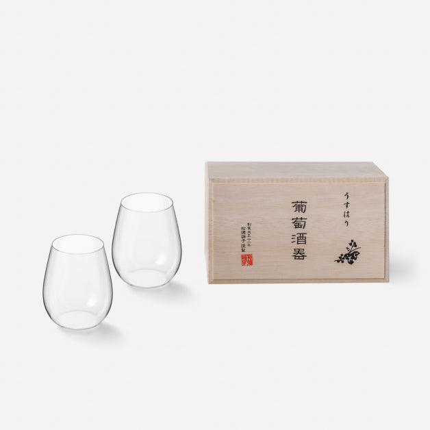 【引き算の造形美】 松徳硝子 うすはり 葡萄酒器 ボルドー 木箱2P
